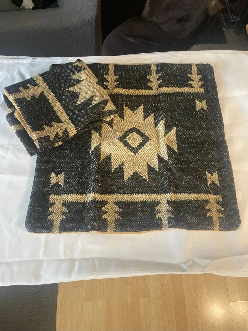 Handwoven Black Aztec Pillow Cover Kilim Turkish Pillow Case